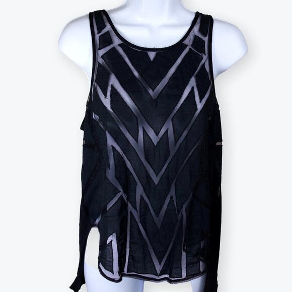 Free People Mixed Media Black Tank Blouse S - Picture 1 of 7